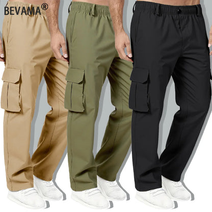 Men's Cargo Pants Outdoor Work Trousers Summer Casual Multi-Pocket Long Trousers Durable Breathable Sweatpants Hiking Pants - KHOY