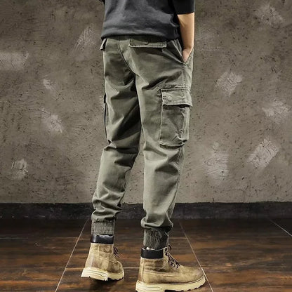 Men Cargo Pants Male Vintage Multi Pocket Loose Fit American Style Casual Cloth Pants High Street Outdoor Resistant Work Pants - KHOY