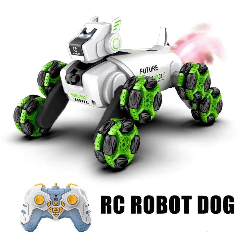 RC Stunt Dog Remote Control Robot Intelligent Stunt Mechanical Spray Dog Mode Music 360 Degree Rotation Drift Pet Kid Toy Gifts - KHOY