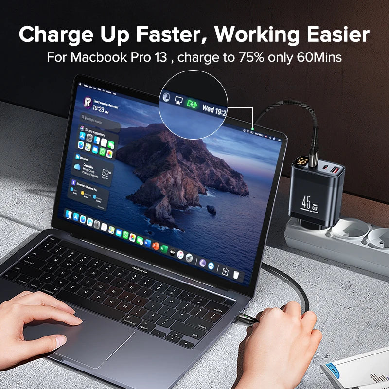 Tuodes 45w GaN Charger PPS PD USB Type C Fast Charging QC4.0 Quick Charge For iPhone 16 Macbook Air Tablet Samsung Xiaomi Laptop - KHOY
