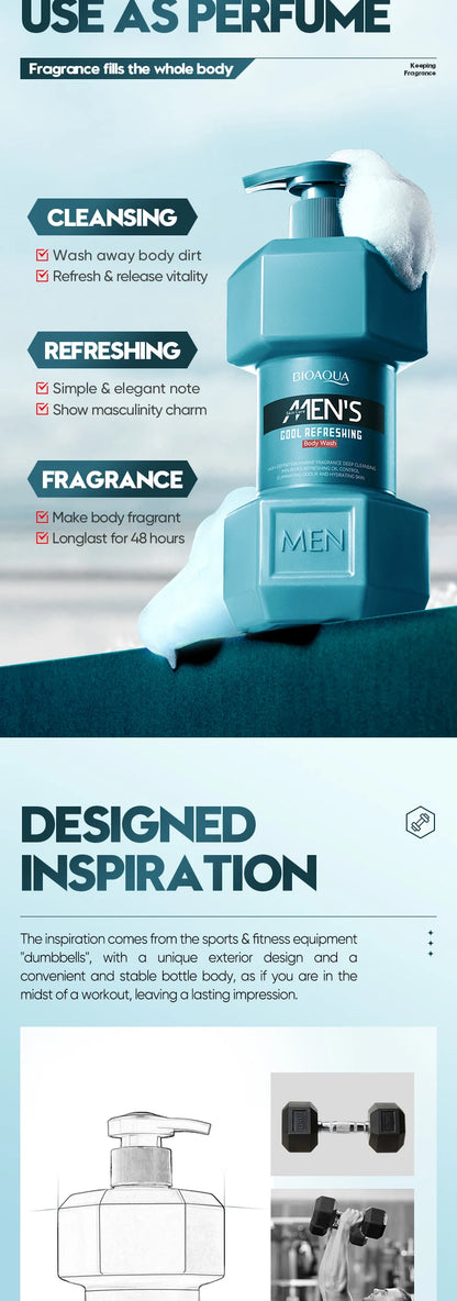 Men's facial cleanser Body wash Oil control Moisturizing long-lasting fragrance Fresh release charm creamy foam Body wash - KHOY