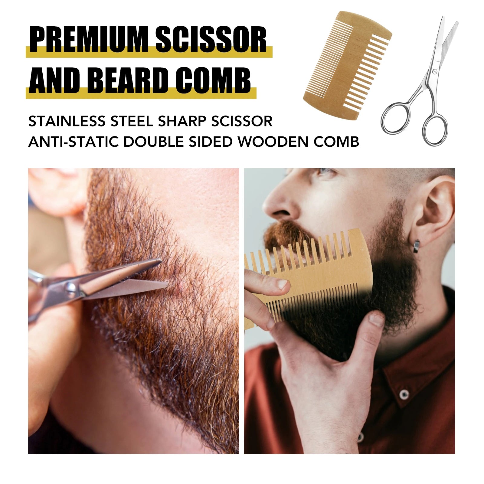Beard Growth Kit For Men Barbe Hair Enhancerbeard Essential Oil Moisturizing Wax Growth Roller Comb Styling Scissors Beard Care - KHOY