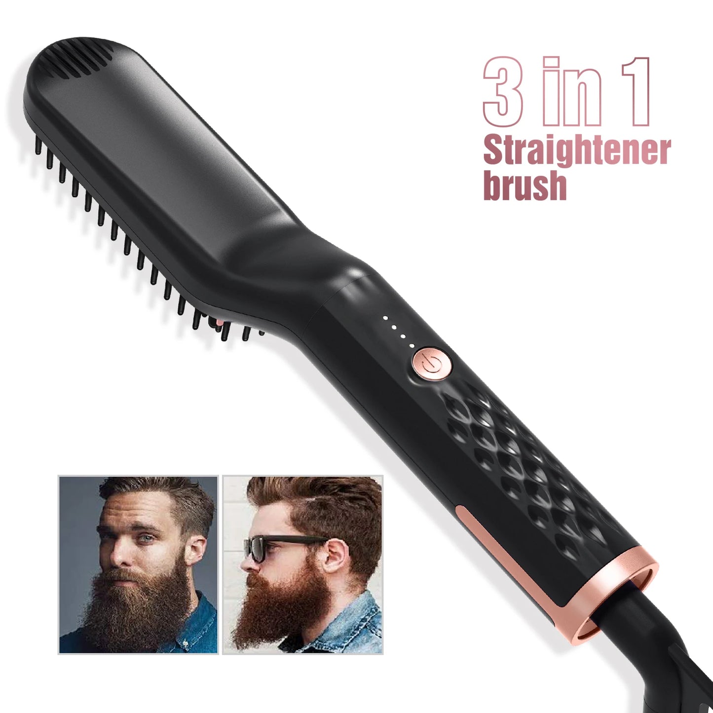 Hot Comb Straightener Heating Comb For Men Beard Electric Negative Ion Hair Straightening Brush Wet Dry Use Quick Hair Styler - KHOY