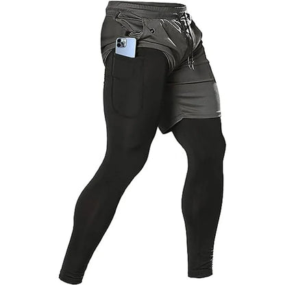 Men's Sport Pants 2 in1 Training Athletic Tracksuits Sportswear Workout Male Jogging Trousers Gym Fitness Running Pants Men - KHOY