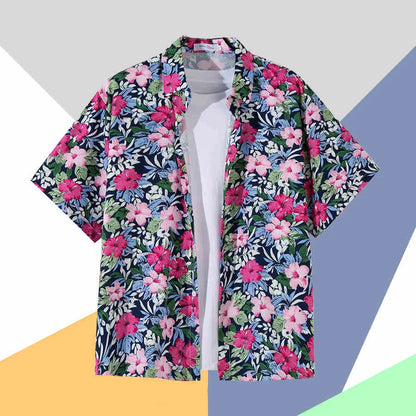 2025 Hawaiian Shirt For Men Orange Green Striped Refreshing Beach Style Fashion Trend Shirt Men And Women Seaside Holiday Shirt - KHOY