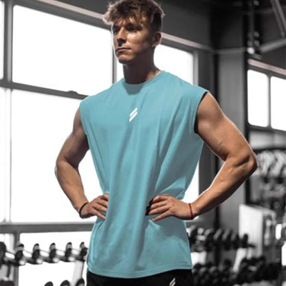 Summer Fitness Sports Tank Top Men's Breathable Loose Fit Training Sleeveless T-shirt Quick Drying vest male Fitness Clothing - KHOY