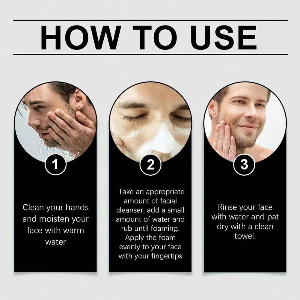 Men's Deep Cleansing Face Wash 100g, Oil Control, Pore Minimizer, Hydrating Facial Cleanser for Oily Skin, Refreshing Non-Drying - KHOY