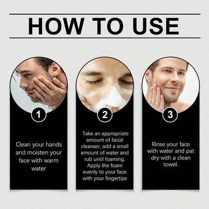 Men's Deep Cleansing Face Wash 100g, Oil Control, Pore Minimizer, Hydrating Facial Cleanser for Oily Skin, Refreshing Non-Drying - KHOY