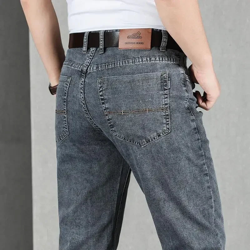 Jeans for Men Work Wear Male Cowboy Pants 2024 Fashion Trousers High Quality Original Classic Straight with Pockets New in Baggy - KHOY