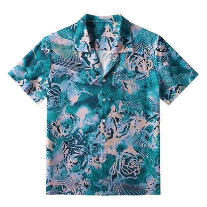 Hawaiian Shirt Man Holiday Casual Loose Beach Fashion Tiger Printed Shirt Hawaii Funny Oversized Breathable Buttons Clothes Tops - KHOY