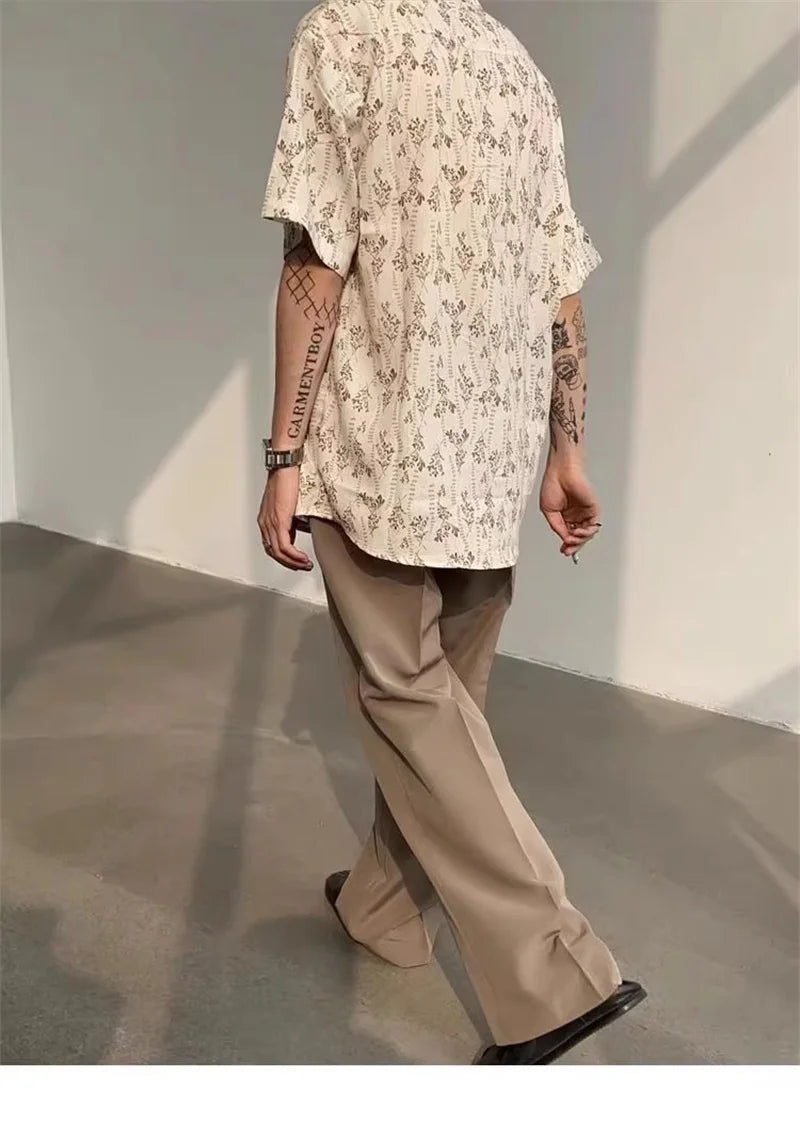 Hawaiian Shirt for Men Small Flower Cuba Collar Vintage Holiday Beach Couple Clothing Male Top Summer 2024 - KHOY