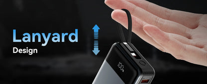 Vention Power Bank 20000mAh 65W PD Fast Charger with Built-in Type-C Cable External Spare Battery Portable Power Bank for Laptop - KHOY