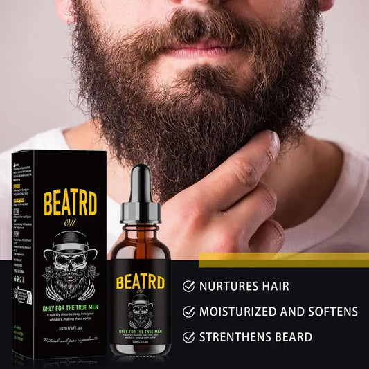 Beard Oil Enhance Mustache Nourishing Smooth Longer Thicker Regrowth Shine Strengthens Moisturizing Beard Growth Oil for Men - KHOY