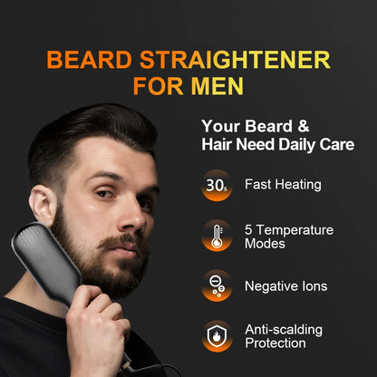 Electric Beard Comb Hair Straightener Brush Hot Hair Brushes Straightener Hair Anti-scalding Ceramic Beard Straightening Brush - KHOY