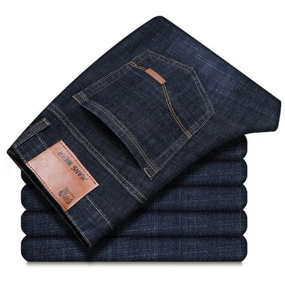 2025 NEW Men's Fashion Business Jeans Classic Style Casual Stretch Slim Jean Pants Male Brand Denim Trousers Black Blue - KHOY