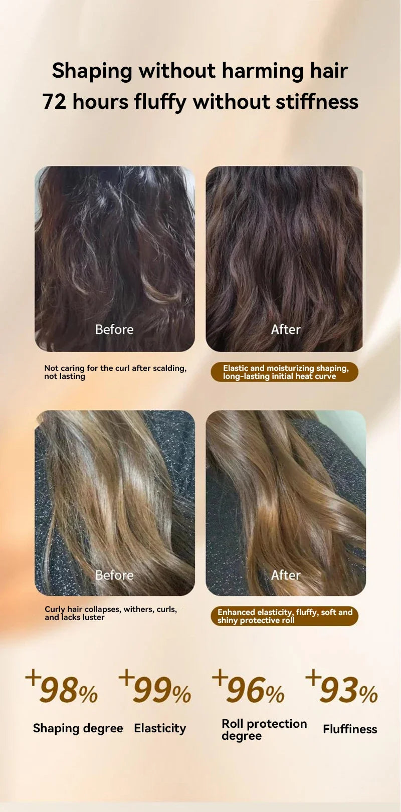 Moisturizing Elastic Long Lasting Styling Cream Curly Hair Elastic Curl Enhancers Repair and Nourish Hair Styling Cream - KHOY