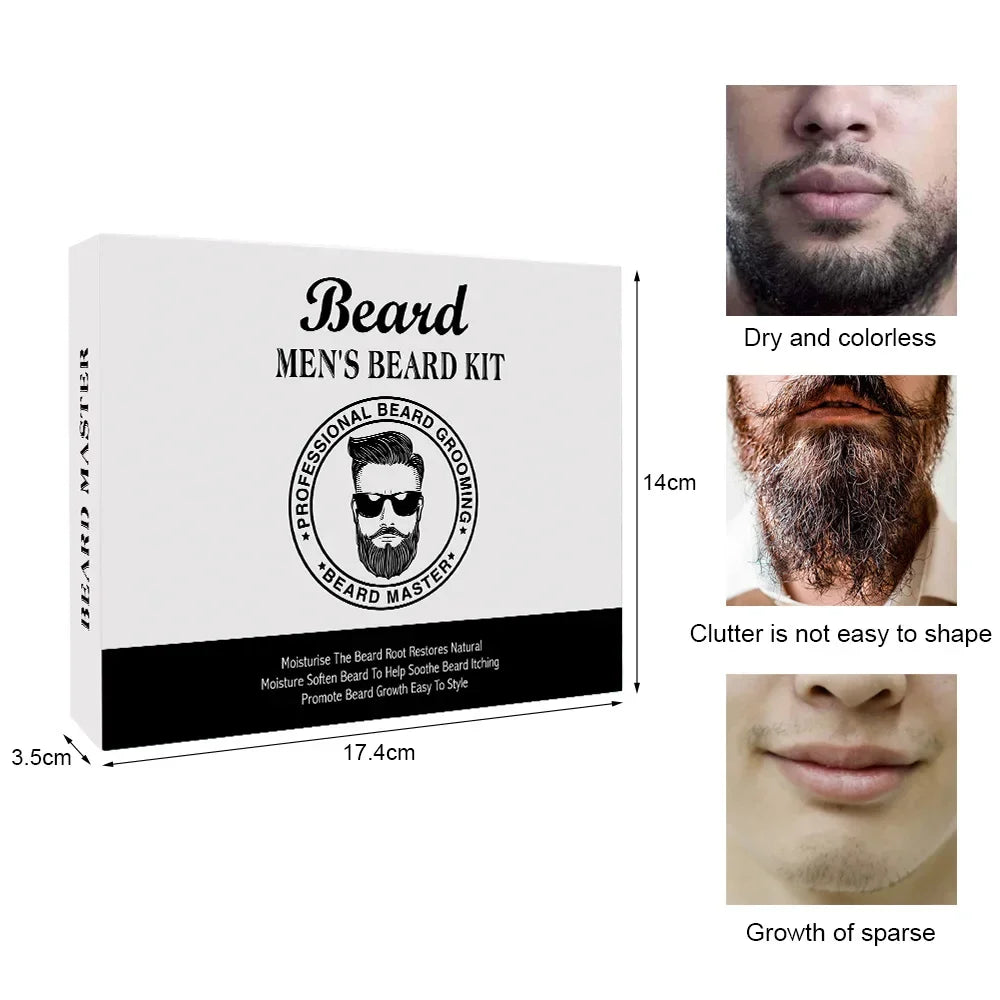 Men's Beard Kit Soft smooth And Easy To Take Care Of Natural Oils Brighten And Nourish Promote Growth Relieve Itching Of Beard - KHOY