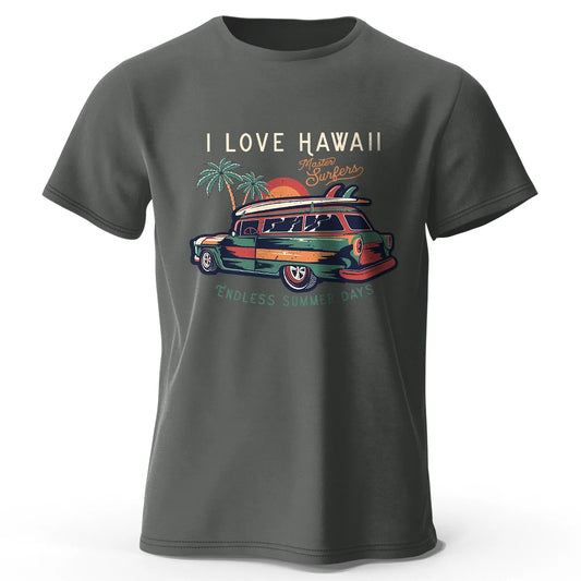 Hawaiian Holiday Printed Unisex Men Women T-Shirt Tees Tops 100% Cotton Aloha Flower Graphic Luau Party Outfit - KHOY