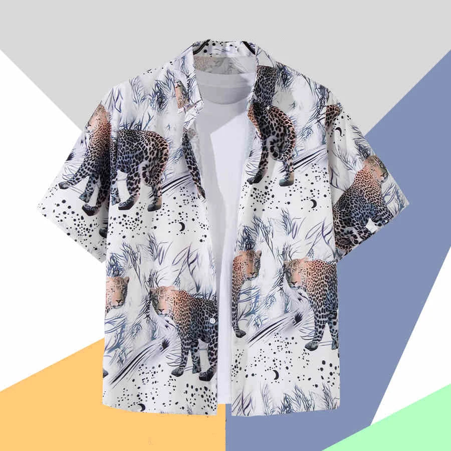 2025 Hawaiian Shirt For Men Orange Green Striped Refreshing Beach Style Fashion Trend Shirt Men And Women Seaside Holiday Shirt - KHOY