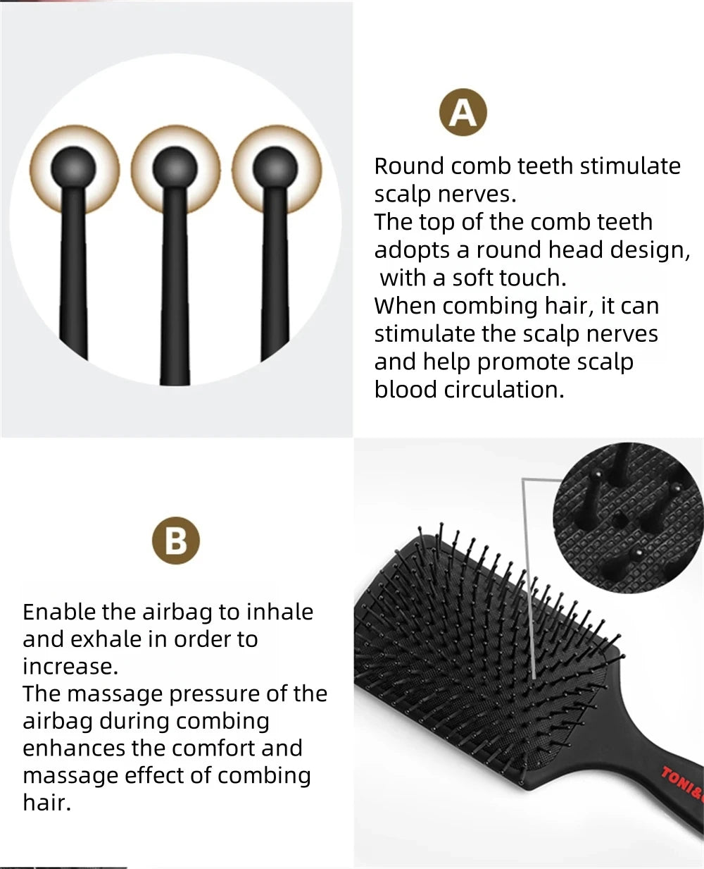 Professional Salon Air Hairdressing Cushion Comb Barbershop Anti-Static Hair Brush Massage Home Diy Curly Styling Tools - KHOY