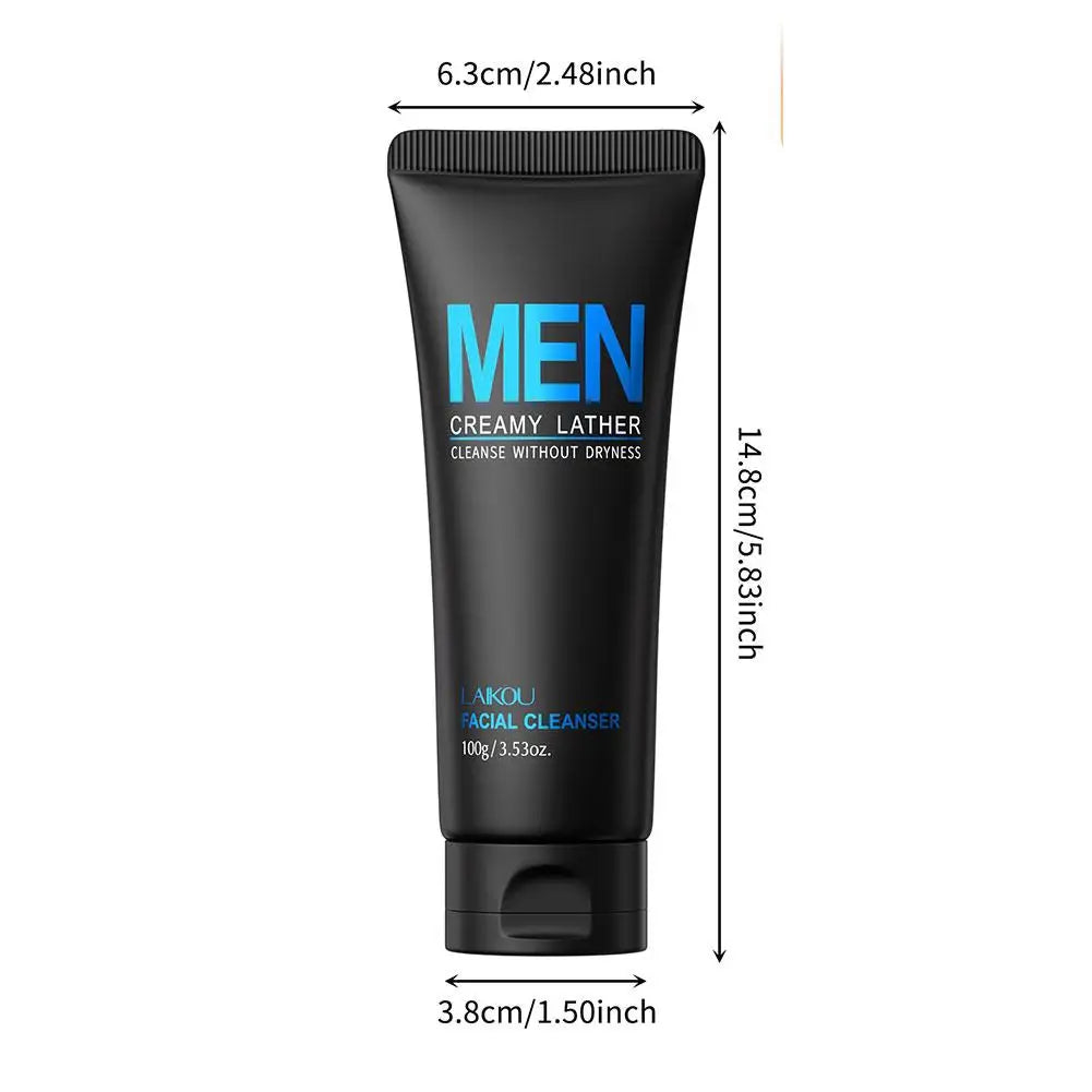 Men's Deep Cleansing Face Wash 100g, Oil Control, Pore Minimizer, Hydrating Facial Cleanser for Oily Skin, Refreshing Non-Drying - KHOY