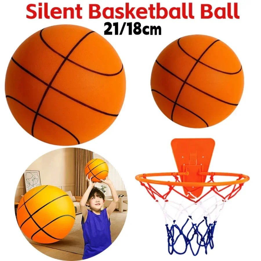 Kids Indoor Silent Basketball Ball 21/18cm High-Resilience Foam Silent Basketball Lightweight Small Basketball Basket Sports Toy - KHOY