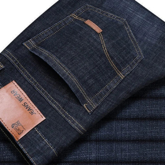 Men Fashion Straight Jeans Men 2025 New Stretch Slim Fit Pants Comfortable Soft Business Denim Trousers Male Brand Clothing - KHOY