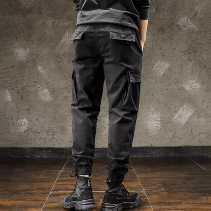 Men Cargo Pants Male Vintage Multi Pocket Loose Fit American Style Casual Cloth Pants High Street Outdoor Resistant Work Pants - KHOY
