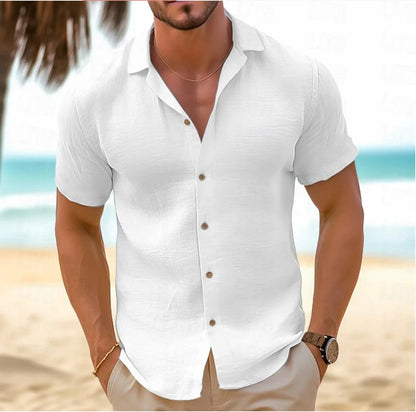 2025 Hawaiian Shirt Men's Shirt Hawaiian Cotton Shirt Short Sleeve Shirt Summer Casual Shirt Linen Summer Blouse Men - KHOY