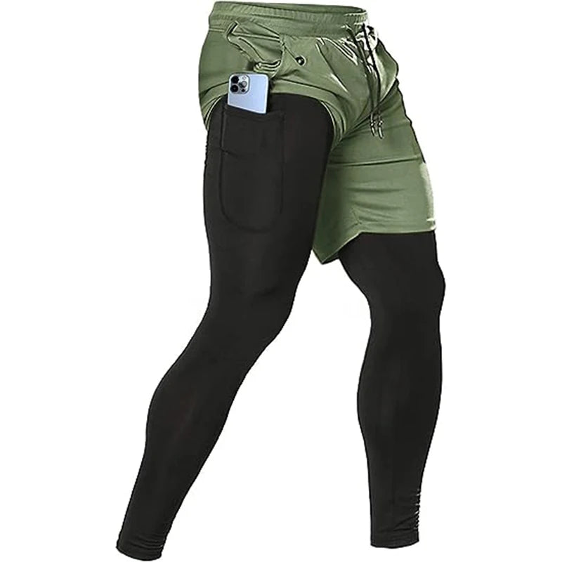 Men's Sport Pants 2 in1 Training Athletic Tracksuits Sportswear Workout Male Jogging Trousers Gym Fitness Running Pants Men - KHOY