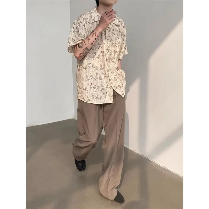 Hawaiian Shirt for Men Small Flower Cuba Collar Vintage Holiday Beach Couple Clothing Male Top Summer 2024 - KHOY