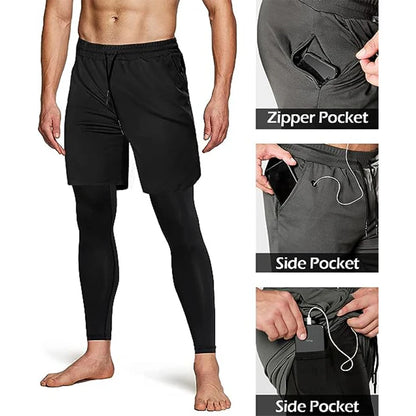 Men's Sport Pants 2 in1 Training Athletic Tracksuits Sportswear Workout Male Jogging Trousers Gym Fitness Running Pants Men - KHOY