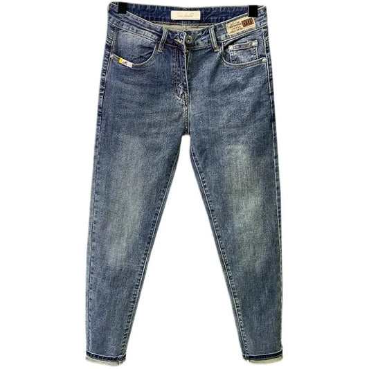 Jeans For Men Retro Korean Style High-End Slim Fit Leg Pants Blue Straight Leg Jeans Casual Pants Tapered Jeans - KHOY