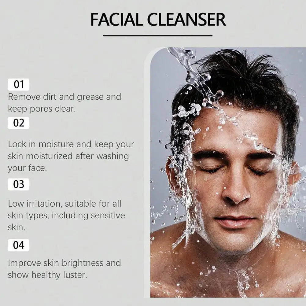 Men's Deep Cleansing Face Wash 100g, Oil Control, Pore Minimizer, Hydrating Facial Cleanser for Oily Skin, Refreshing Non-Drying - KHOY