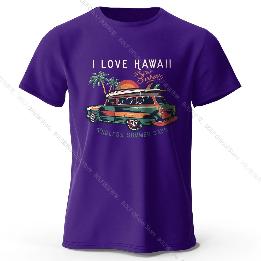 Hawaiian Holiday Printed Unisex Men Women T-Shirt Tees Tops 100% Cotton Aloha Flower Graphic Luau Party Outfit - KHOY