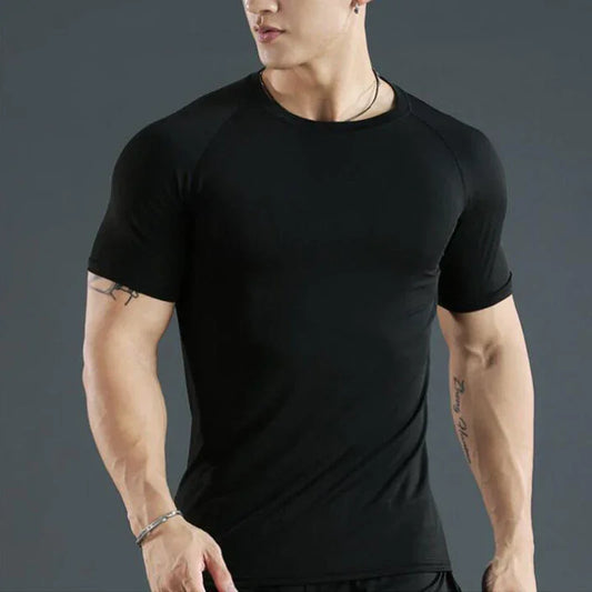 Men Compression Running T Shirt Fitness Tight Short Sleeve Tshirt Training Jogging Shirts Gym Sportswear Quick Dry Rashgard - KHOY