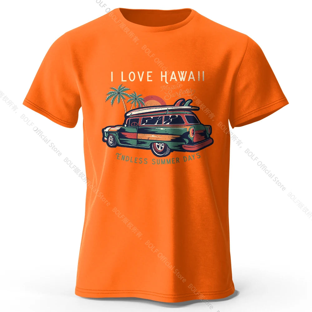 Hawaiian Holiday Printed Unisex Men Women T-Shirt Tees Tops 100% Cotton Aloha Flower Graphic Luau Party Outfit - KHOY