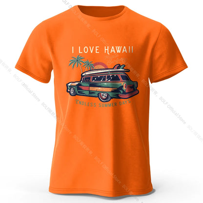 Hawaiian Holiday Printed Unisex Men Women T-Shirt Tees Tops 100% Cotton Aloha Flower Graphic Luau Party Outfit - KHOY