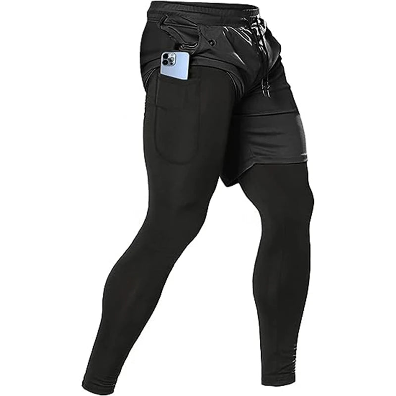 Men's Sport Pants 2 in1 Training Athletic Tracksuits Sportswear Workout Male Jogging Trousers Gym Fitness Running Pants Men - KHOY