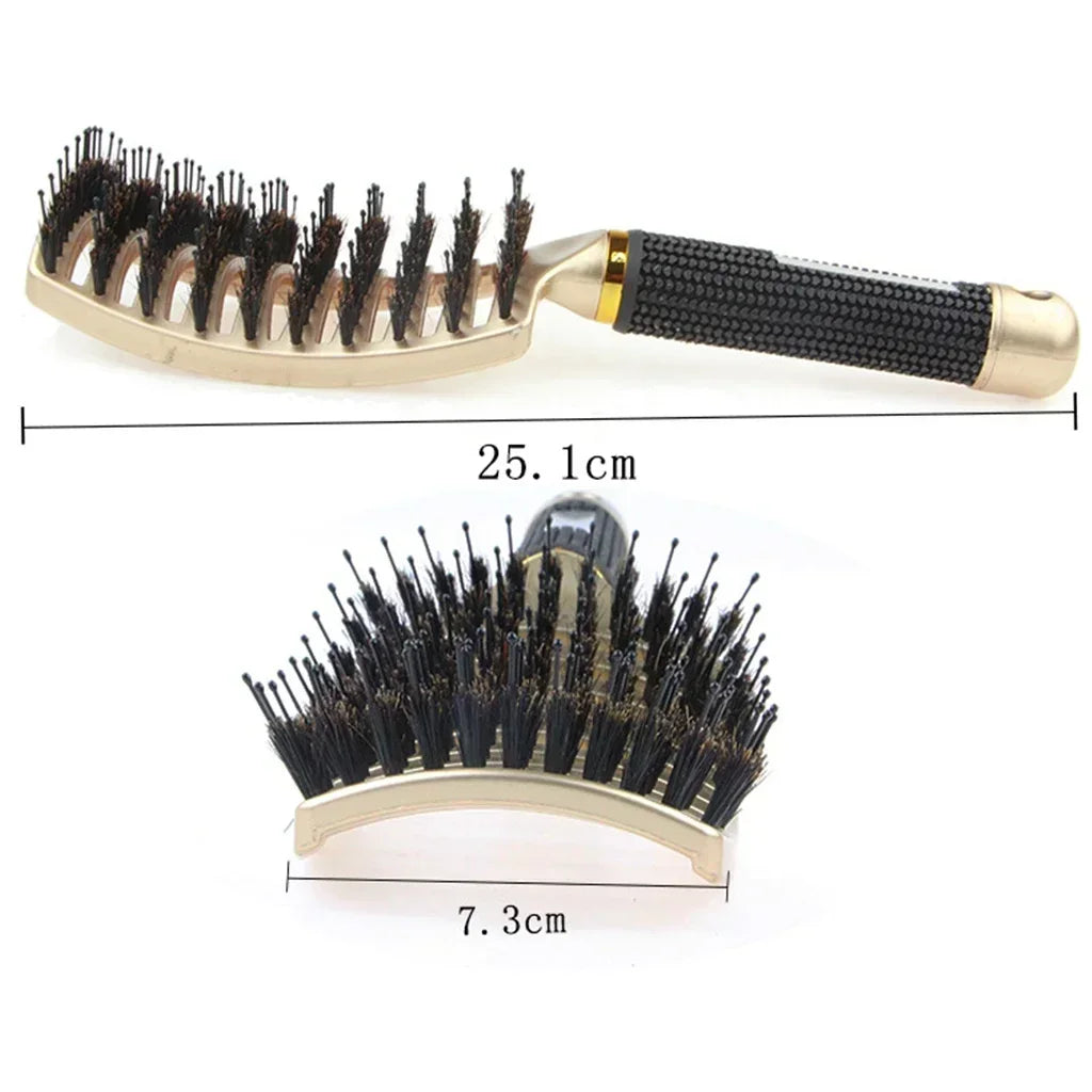 Hair Brush Scalp Massage Comb Hairbrush Boar Bristle Nylon Women Wet Curly Detangle Hair Brush Salon Hairdressing Styling Tool - KHOY
