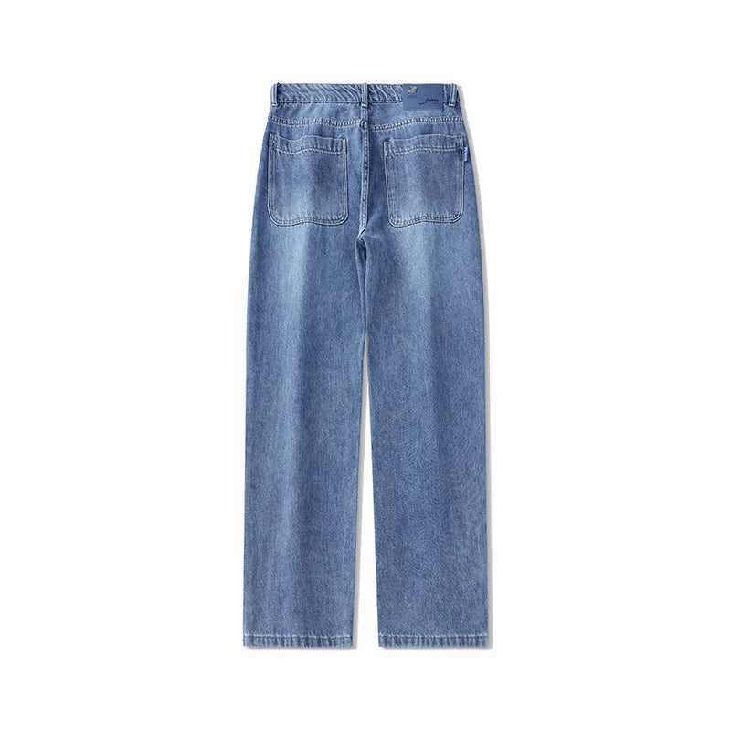 Men's Straight-Leg Jeans, Minimalist for All Seasons, Loose with Drape, Narrow-Wide Leg, Retro Casual Long Pants, Sizes 28-38 - KHOY