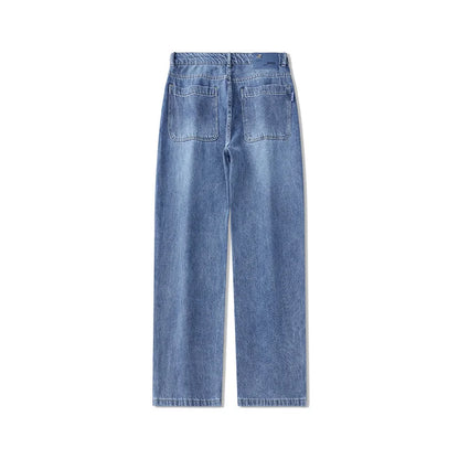 Men's Straight-Leg Jeans, Minimalist for All Seasons, Loose with Drape, Narrow-Wide Leg, Retro Casual Long Pants, Sizes 28-38 - KHOY