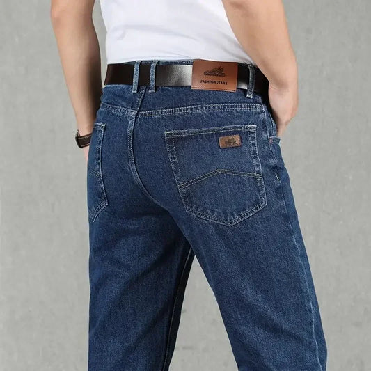Jeans for Men Work Wear Male Cowboy Pants 2024 Fashion Trousers High Quality Original Classic Straight with Pockets New in Baggy - KHOY