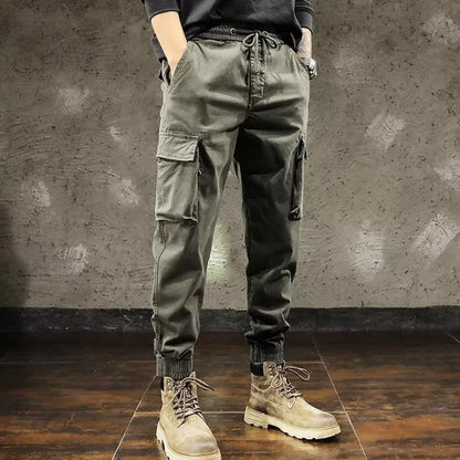 Men Cargo Pants Male Vintage Multi Pocket Loose Fit American Style Casual Cloth Pants High Street Outdoor Resistant Work Pants - KHOY
