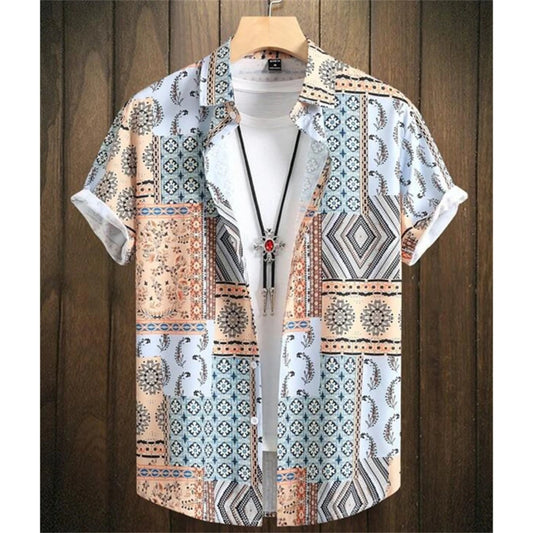 Hawaiian Shirt For Men Cashew Flower Print Short Sleeve Top Beach Holiday Casual Men Clothing Vintage Loose Oversize Men'S Shirt - KHOY
