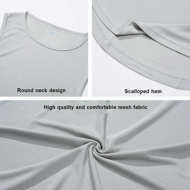Summer Men's Gym Tank Top Fitness Training Clothing Quick-drying Loose Bodybuilding Sleeveless Shirt Men Fashion Basketball Vest - KHOY