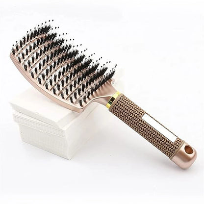 Hair Brush Scalp Massage Comb Hairbrush Boar Bristle Nylon Women Wet Curly Detangle Hair Brush Salon Hairdressing Styling Tool - KHOY