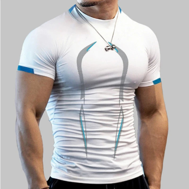 Men New Compression Shirt Men Fitness Gym Super Hero Sport Running T-Shirt Fitness Training Breathable Quick Dry Short Sleeve - KHOY