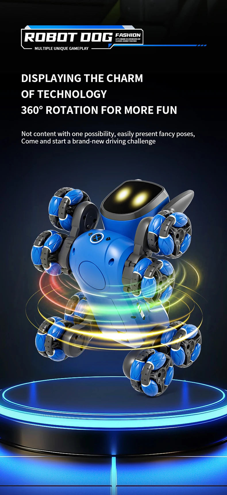 Remote control car Small Eight Wheel Gesture Sensing Multi functional Voice Interaction RC Stunt Machine Dog Q200 Children Toys - KHOY