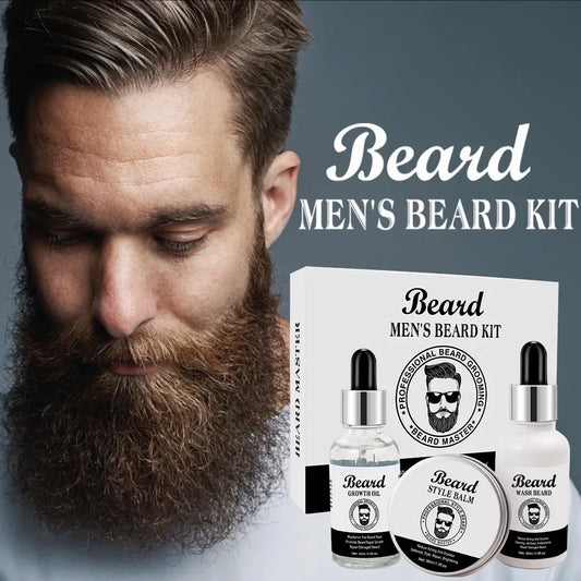 Men's Beard Kit Soft smooth And Easy To Take Care Of Natural Oils Brighten And Nourish Promote Growth Relieve Itching Of Beard - KHOY